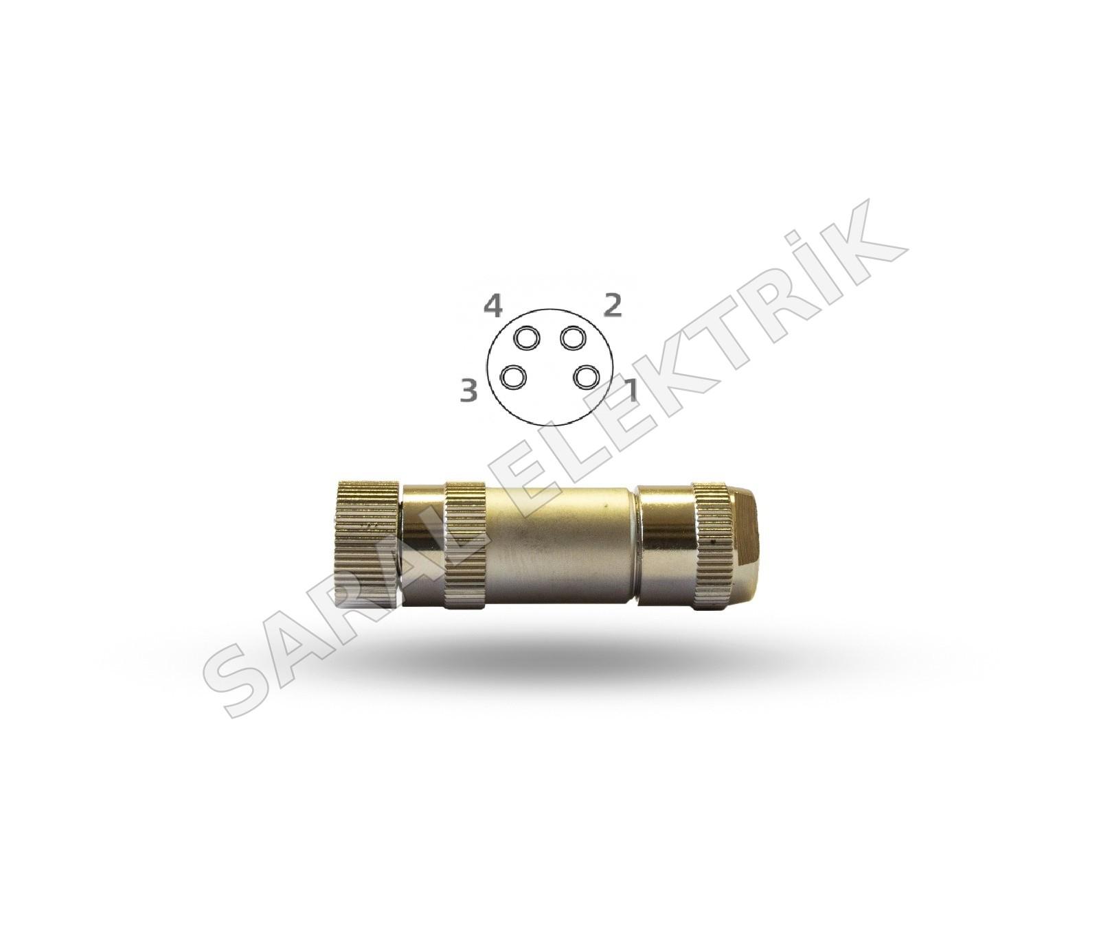 M8 4 pin Metal Dişi Konnektör